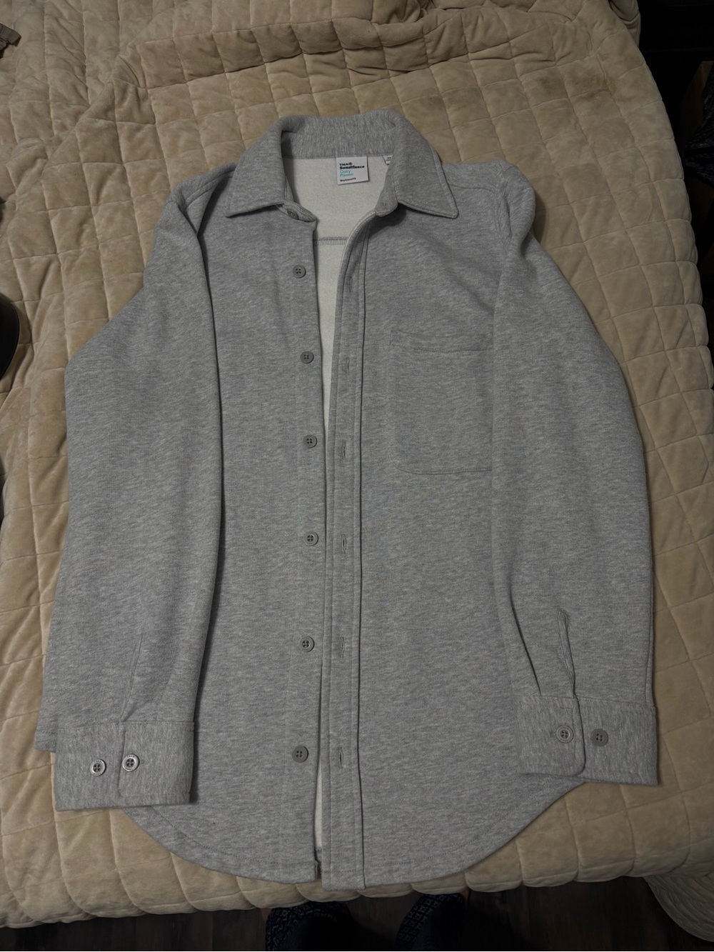Aritzia TNA sweatfleece cozy fleece boyfriend fit button up size xs